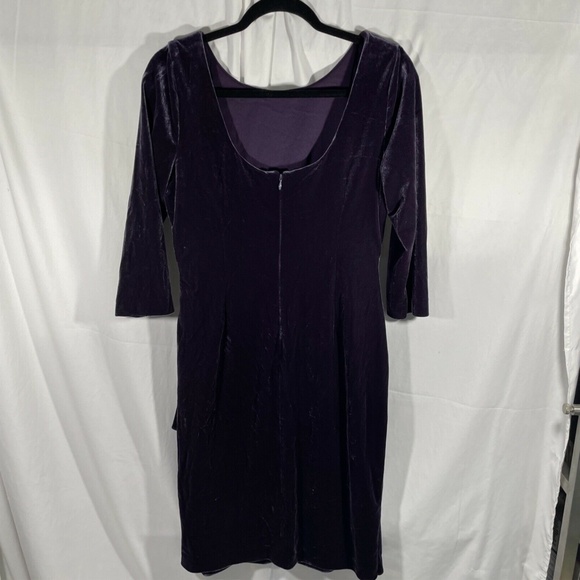 NEW $159 Alex Evenings [SZ 10 ] Side Ruched Velvet Dress in Amethyst‎ - Picture 10 of 12